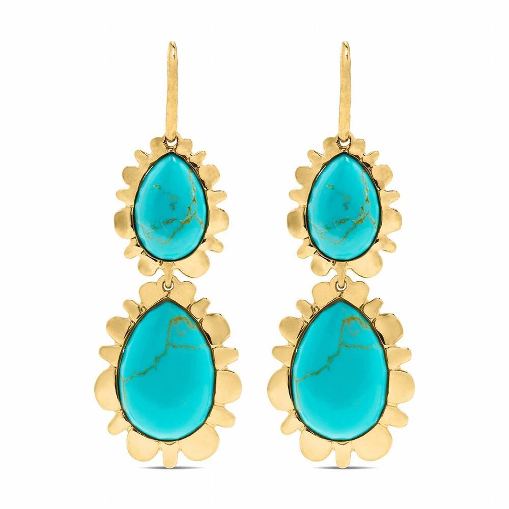NEW CAPUCINE DE WULF women's bliss double drop earrings in turquoise